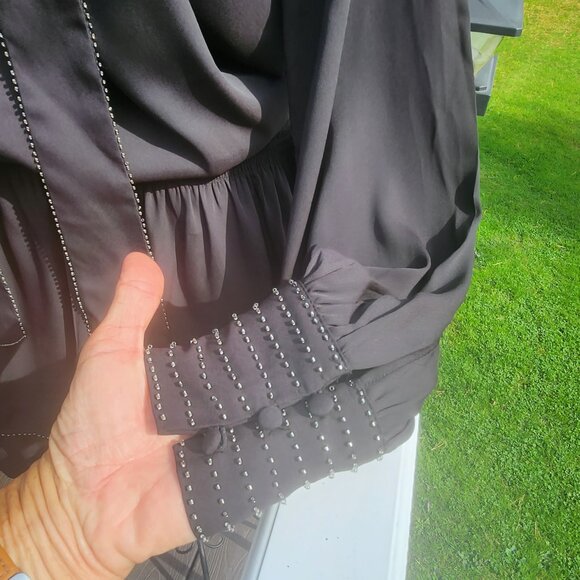 Beaded Smocked Blouson Dress, size M, NWT - Picture 5 of 11